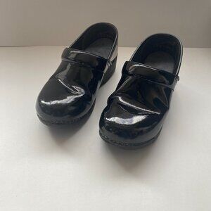 Dansko Women’s Black Padded Patent Leather Platform Clogs Sze EU 37 Boho Comfort